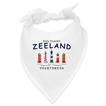 Zeeland, Niederlande, Leuchttürme Handzeichnung - Bandana - Weiß - Vorne
