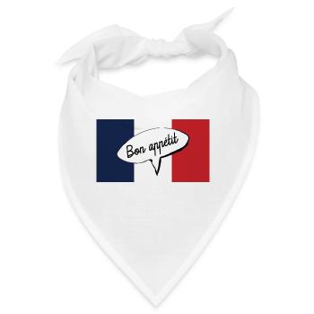 Guten Appetit mit französischer Flagge Genießen Sie Ihr Essen - Bandana - Weiß - Vorne