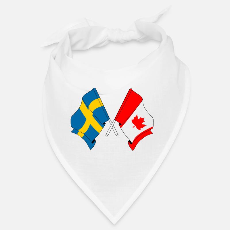 Drapeau de la Suède, drapeau du Canada - Bandana - blanc