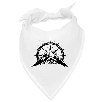 Compass With Mountain Silhouette - Bandana - Weiß - Vorne