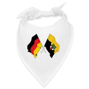 Flagge Deutschland, Flagge Sachsen Anhalt gekreuzt - Bandana - Weiß - Vorne