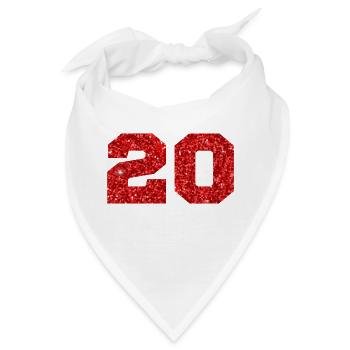 Nummer 20 Roter Glitzer - 20-jähriges Jubiläum - Bandana - Weiß - Vorne