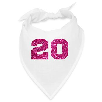 Nummer 20 Pink Glitter - 20-jähriges Jubiläum - Bandana - Weiß - Vorne