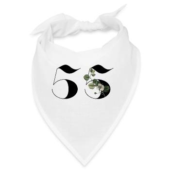 Nummer 55 Blumengrün - 55. Blumengeburtstag - Bandana - Weiß - Vorne
