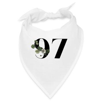 Nummer 97 Blumengrün - 97. Geburtstag Blumen - Bandana - Weiß - Vorne