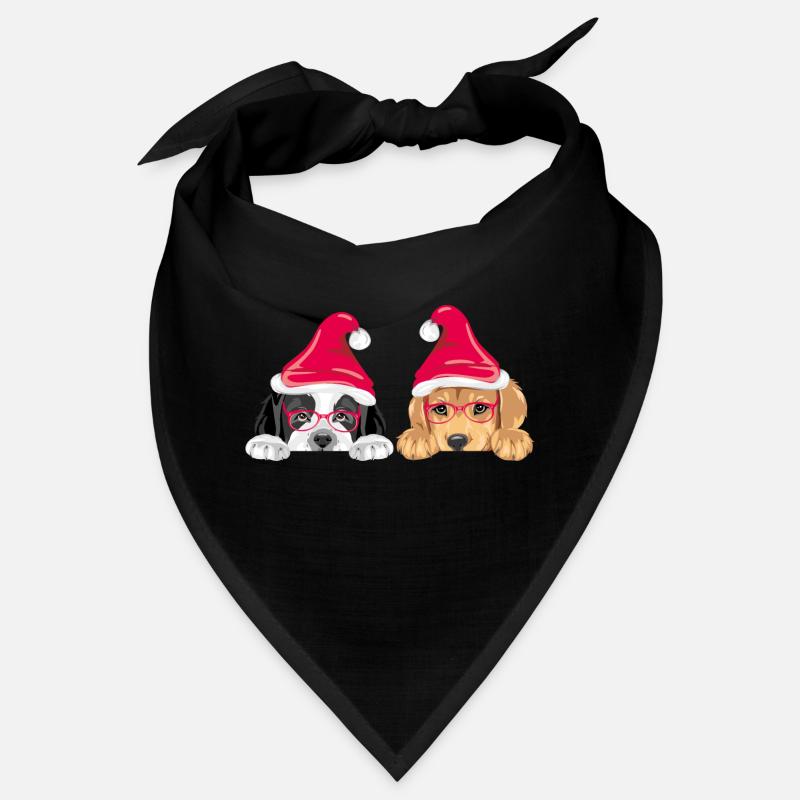 Chiens jetant un coup d’œil dans des chapeaux de Père Noël Bandana