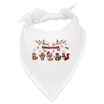 5 niedliche Tierchen - Bandana - Weiß - Vorne