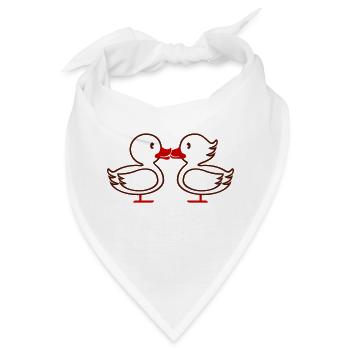 Enten Kuss dunkel Linie - Bandana - Weiß - Vorne