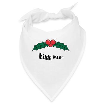 Kiss me - unter dem Mistelzweig - Bandana - Weiß - Vorne