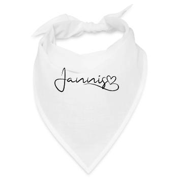 Jannis Name Vorname Herzdekor - Bandana - Weiß - Vorne