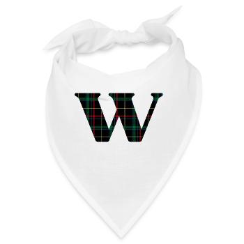 Monogramm mit schottischem Tartan - Bandana - Weiß - Vorne