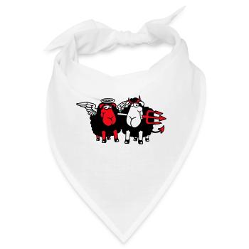 2 Schafe Engel Teufel Satan Hölle Böse Himmel Gut - Bandana - Weiß - Vorne