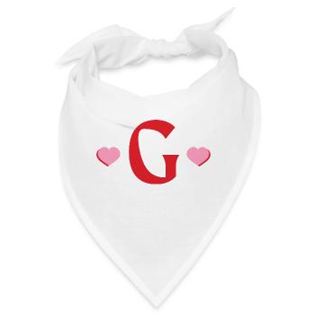 Buchstabe g rote Herzen - Bandana - Weiß - Vorne