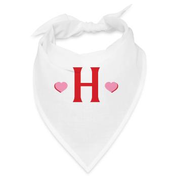 Buchstabe h rote Herzen - Bandana - Weiß - Vorne