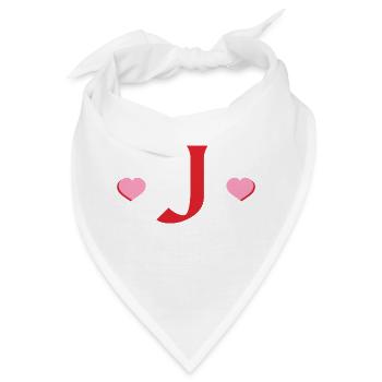 Buchstabe j Rote Herzen - Bandana - Weiß - Vorne