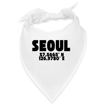 Seoul - Design mit Koordinaten - Bandana - Weiß - Vorne