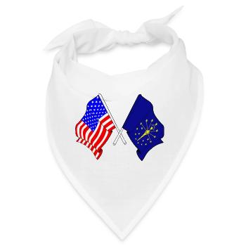 Flagge der USA und des Bundesstaates Indiana gekreuzt - Bandana - Weiß - Vorne