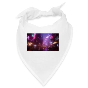 Cyberpunk Stadt4 - Bandana - Weiß - Vorne