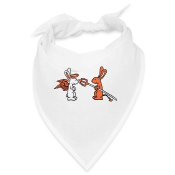 Hase Engel Gewissen Teufel Dämon Böse Satan Hölle - Bandana - Weiß - Vorne