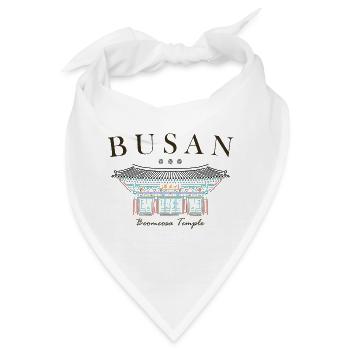 Busan, Südkorea, Tempel handgezeichnet - Bandana - Weiß - Vorne