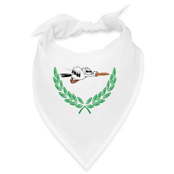 Süßer Storch im grünen Lorbeerkranz - Bandana - Weiß - Vorne