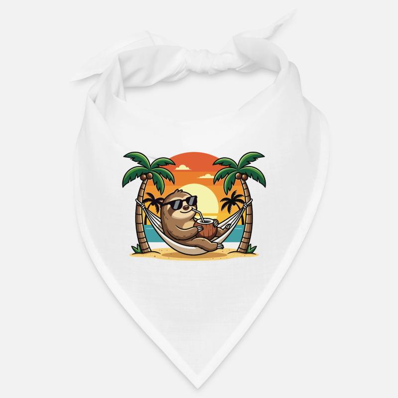 Funny Sloth on Beach Hammock Summer Vacation Bandana