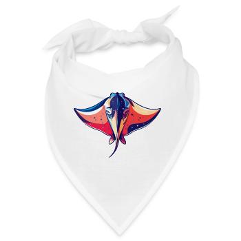 Bunter Manta Rochen Grafik Meerestiere Motiv - Bandana - Weiß - Vorne