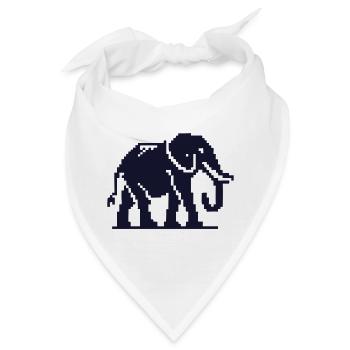 Elefant Pixelkunst Dunkelblau - Bandana - Weiß - Vorne