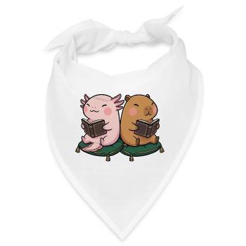 Niedliches Kawaii Buchliebhaber Axolotl Wasserschw - Bandana - Weiß - Vorne
