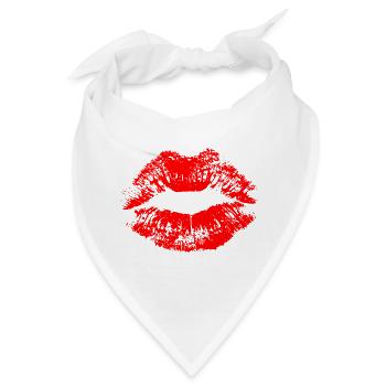 Kussmund Lippenstift Lippenabdruck Abdruck Lippen  - Bandana - Weiß - Vorne