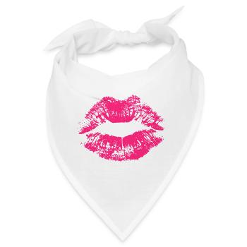 Kussmund Lippenstift Lippenabdruck Abdruck Lippen - Bandana - Weiß - Vorne