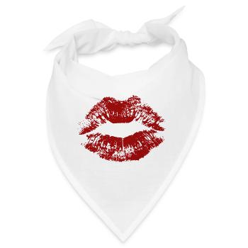 Kussmund Lippenstift Abdruck Geschenk  - Bandana - Weiß - Vorne