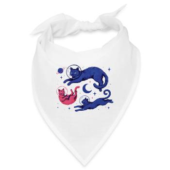 Astronauten Kätzchen Sterne Planeten  - Bandana - Weiß - Vorne