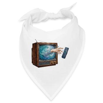 Surreale Ocean Wave Vintage-TV-Grafik | Ästhetik - Bandana - Weiß - Vorne