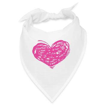 Kritzeln Herz Neonpink - Bandana - Weiß - Vorne