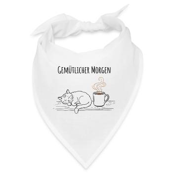 Gemütlicher Morgen Schlafende Katze Kaffee Shirt - Bandana - Weiß - Vorne