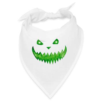 Giftgrüne Kürbisfratze - Halloween Gesicht Grün - Bandana - Weiß - Vorne