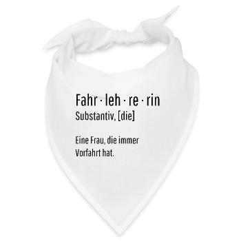 Fahrlehrerin Substantiv Definition Geschenk - Bandana - Weiß - Vorne
