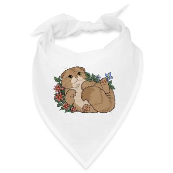 Florales Scottish Fold-Kätzchen - Bandana - Weiß - Vorne