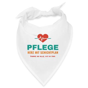 Pflege – Herz mit Schichtplan - Bandana - Weiß - Vorne
