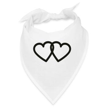 Verschlungene Herzen der Liebe - Bandana - Weiß - Vorne