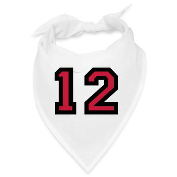Zahl 12 - Nummer 12 (Rot) Nr. 12 - Bandana - Weiß - Vorne