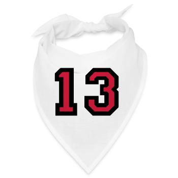 Zahl 13 - Nummer 13 (Rot) Nr. 13 - Bandana - Weiß - Vorne