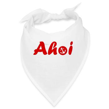 Ahoi Schriftzug mit Anker rot - Bandana - Weiß - Vorne