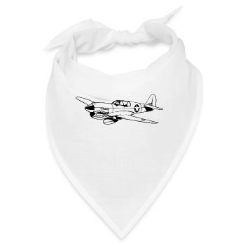 Jagdflugzeug / Kampfflieger Warhawk 02_schwarz - Bandana - Weiß - Vorne