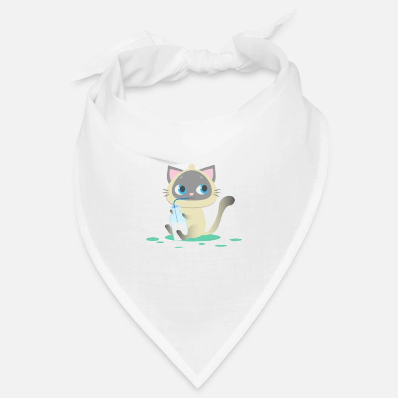 Cat drinks milk, kitten, meow, cat, kitten Bandana
