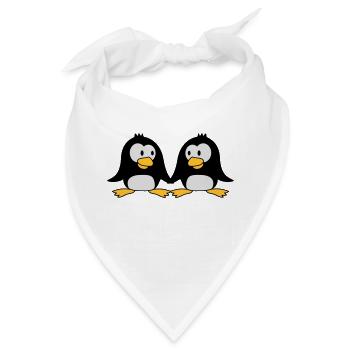 2 Süße Pinguine Liebespaar Verliebt Paar Liebe - Bandana Dreieckstuch - Weiß - Vorne