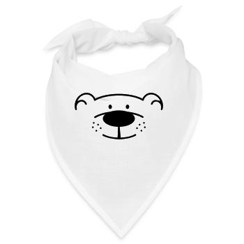 Lustiger Bärenkopf mit schwarzer Nase - Bandana - Weiß - Vorne