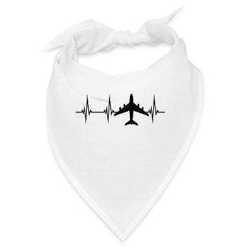 Flugzeug Herzschlag Puls - Bandana - Weiß - Vorne