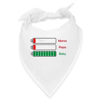 Batterie-Motiv - Baby erschöpft Mama und Papa - Bandana - Weiß - Vorne